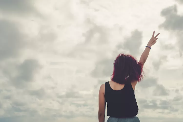 Woman Saluting Sky - Freedom