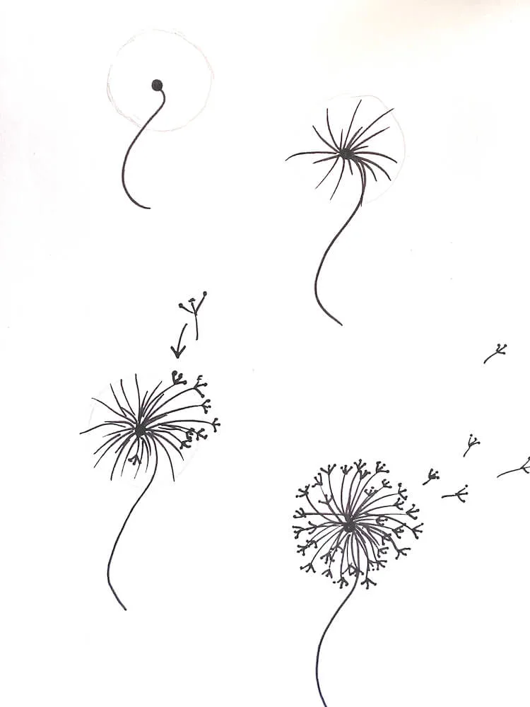 Dandelion bullet journal doodle