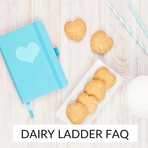 Dairy ladder | Image shows a clue diary beside a plat of biscuits and a glass of milk.