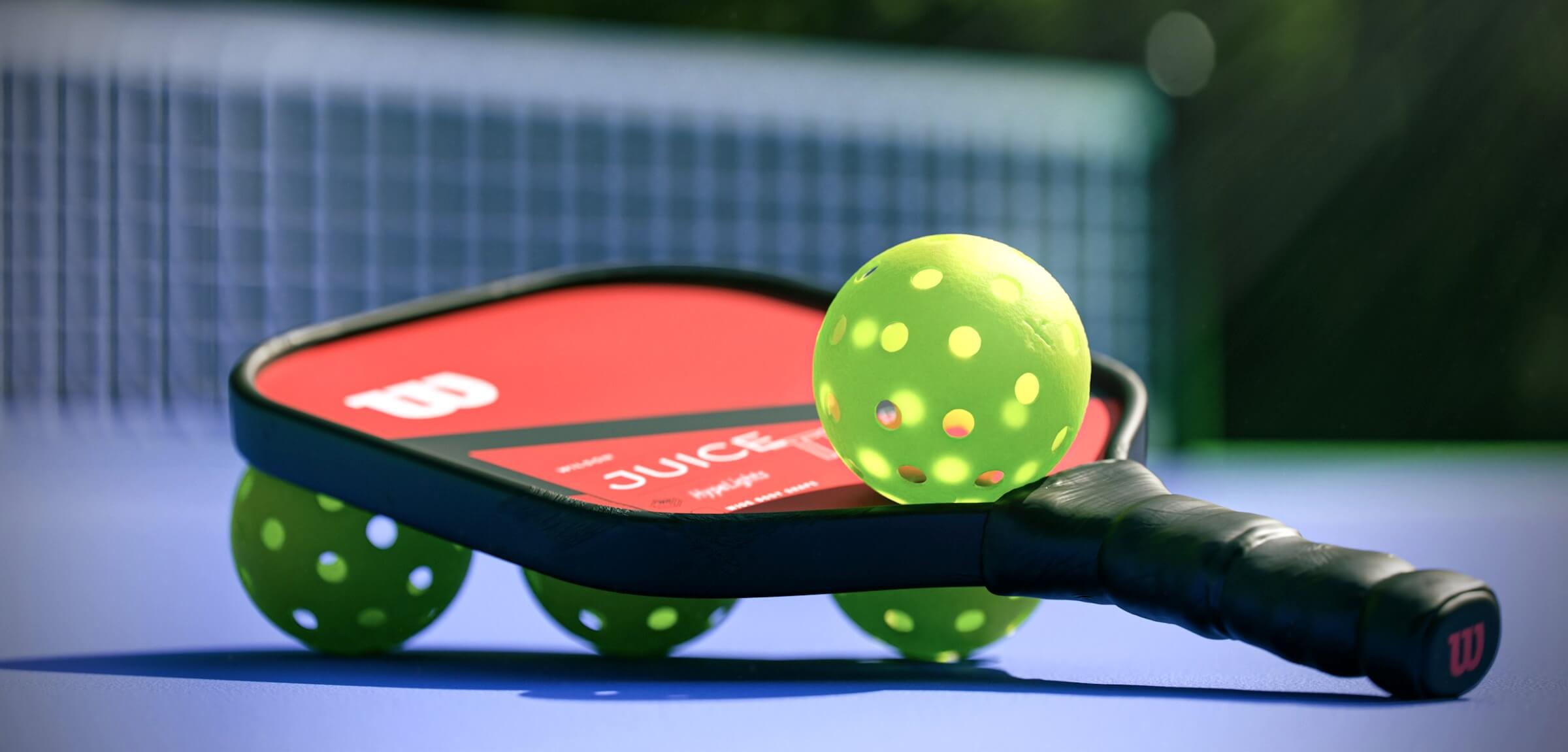Pickleball and bat.